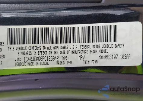 2015 Jeep Grand Cherokee Laredo из США, поврежденный, VIN 1C4RJEAG0FC125942